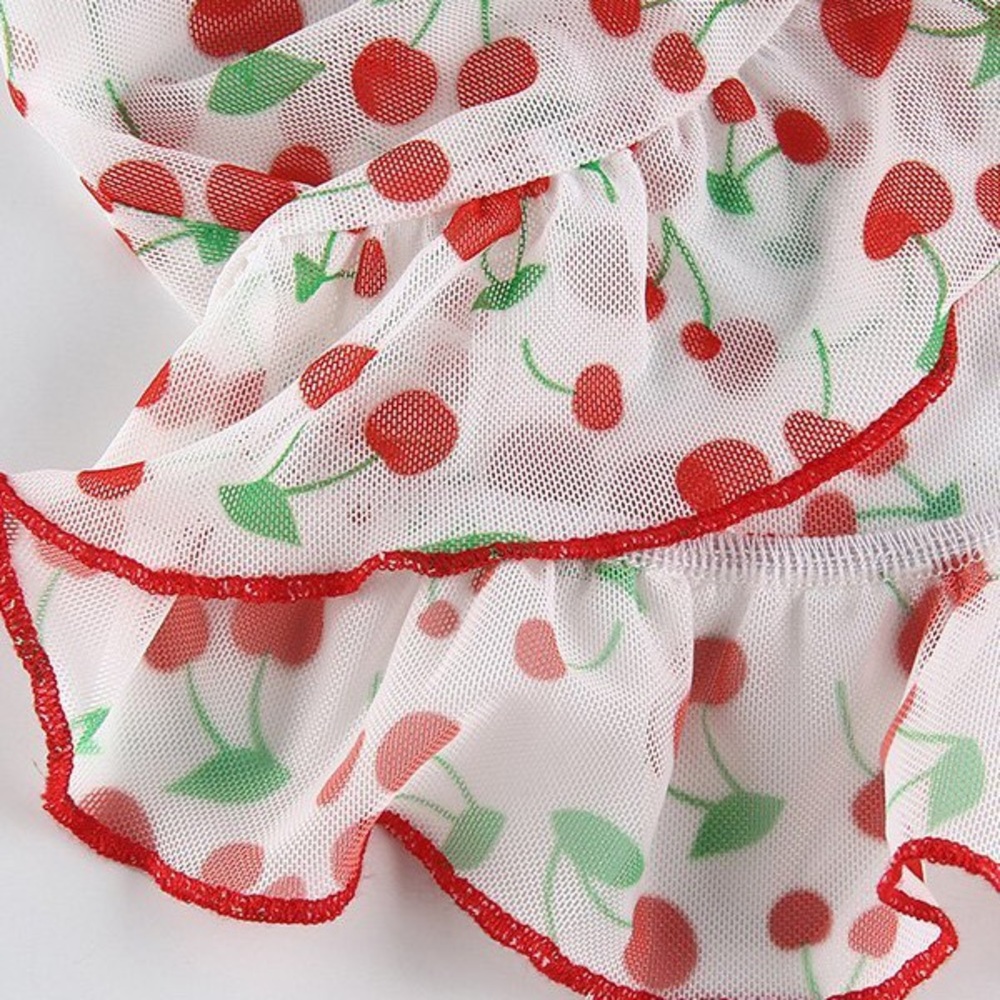 Cherry Print Ruffle Crop Top - Picture 7 of 7